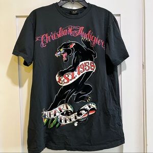 Christian Audigier Black Felt Puma Shirt Large